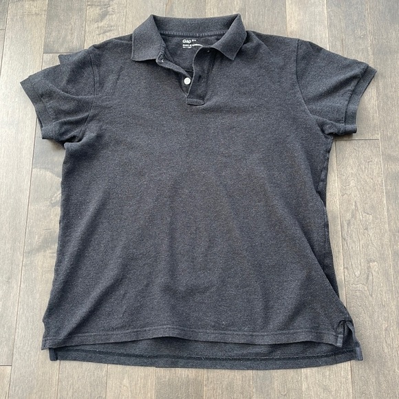 GAP Men's Dark Grey Polo Short Sleeved Button Collar T-Shirt - Picture 1 of 10